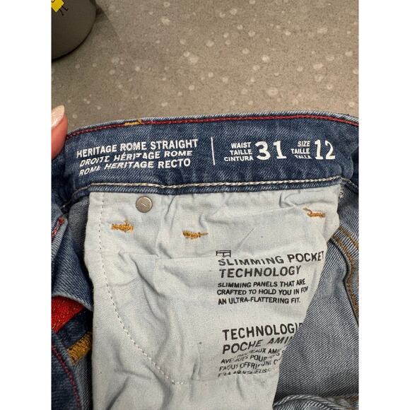 Tommy Hilfiger Heritage Rome Straight Jeans – Waist 31 / Size 12 – Raw Hem Ankle - Picture 4 of 5